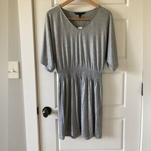 White House Black Market Slub Smocked Kimono Dress Heather Gray Size S